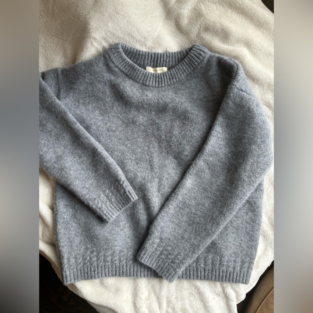 Sezane Amiel medium gray alpaca wool blend sweater , cozy French chunky knit